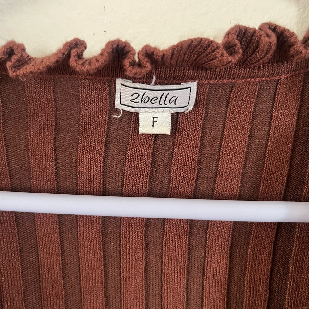 2bella Chocolate Ribbed Blouse - Picture 4 of 6